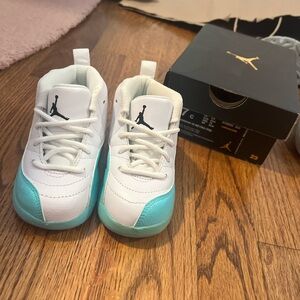 Jordan Kids' White and Teal Sneakers
